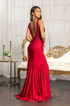 Beads Embellished Jersey Mermaid Dress-smcdress