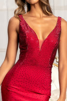Beads Embellished Jersey Mermaid Dress-smcdress