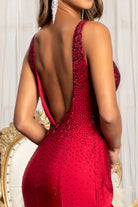 Beads Embellished Jersey Mermaid Dress-smcdress