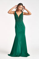 Beads Embellished Jersey Mermaid Dress-smcdress