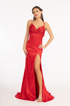 Beads Embellished Satin Mermaid Dress-smcdress