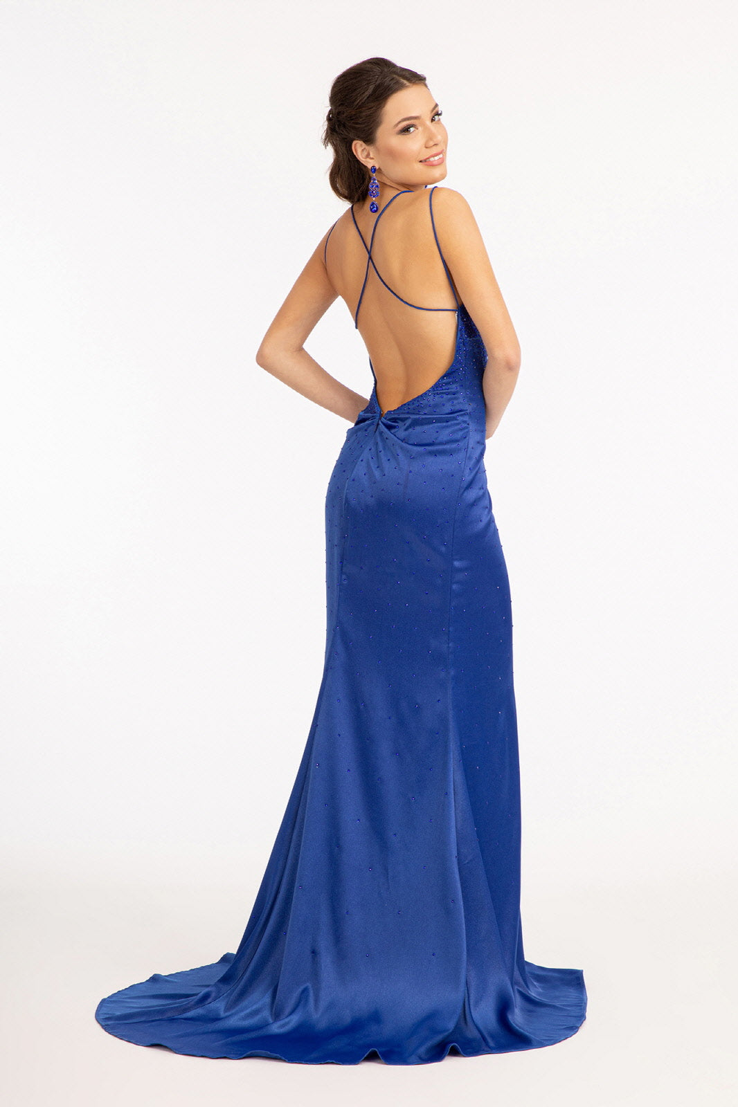 Beads Embellished Satin Mermaid Dress-smcdress