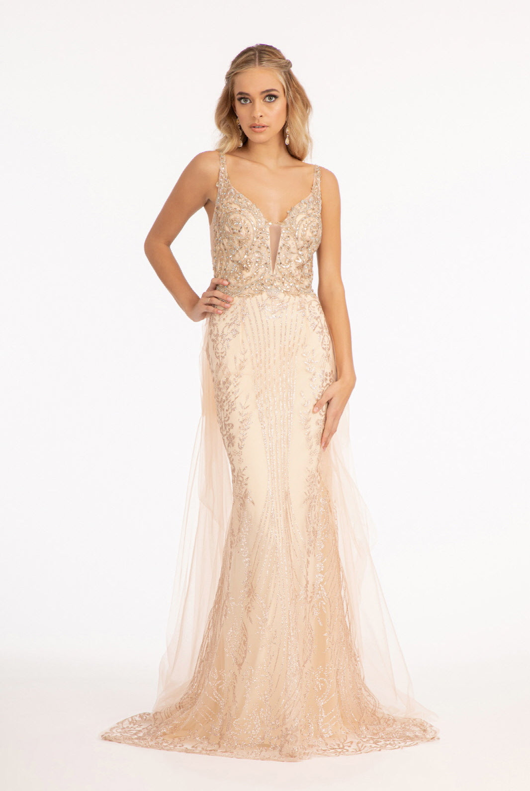 Mesh Mermaid Dress Detached Mesh Layer on Waist-smcdress
