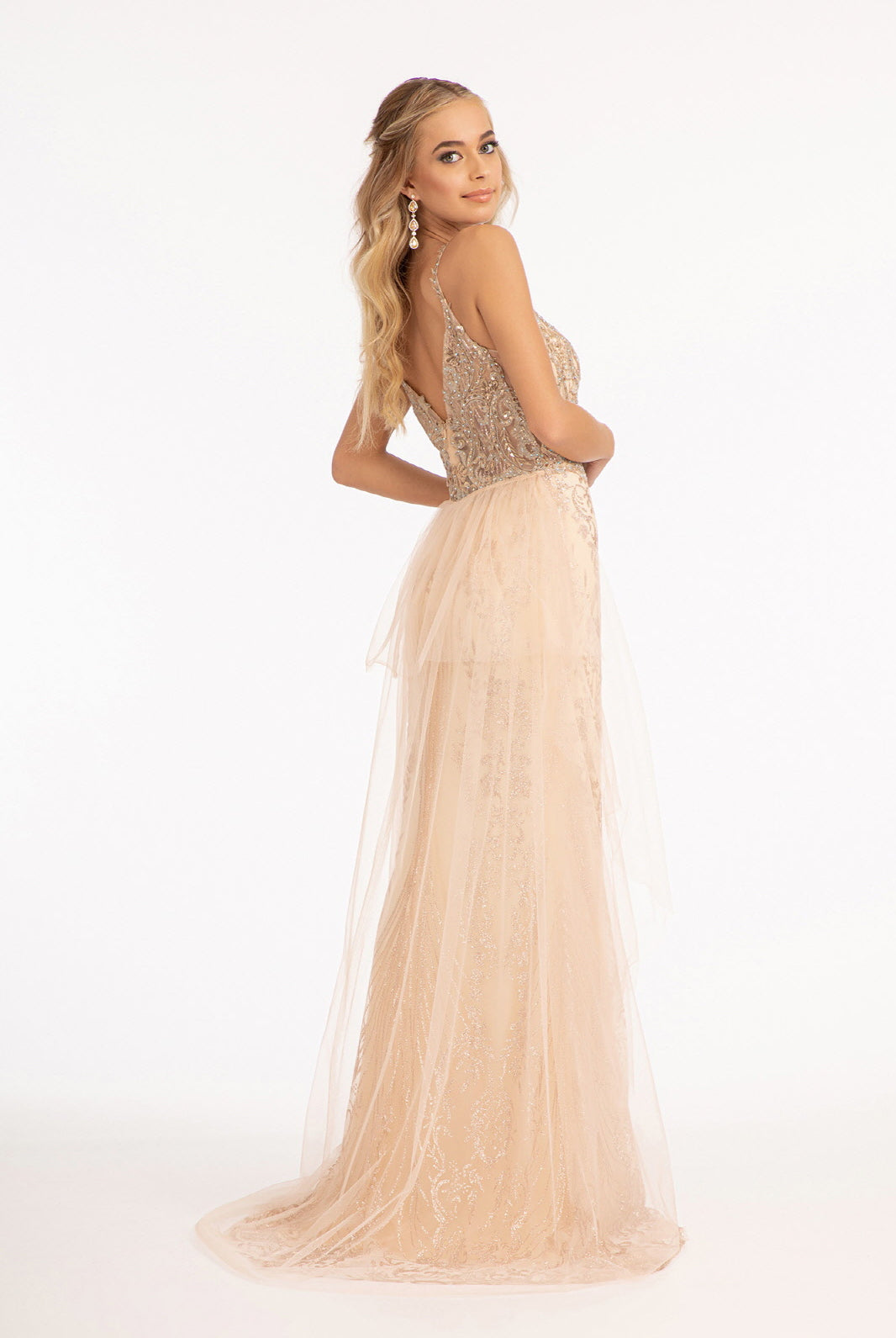 Mesh Mermaid Dress Detached Mesh Layer on Waist-smcdress
