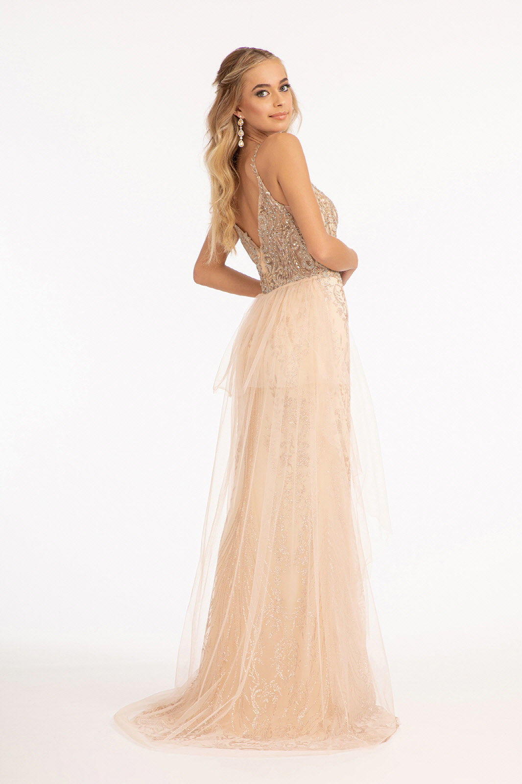 Mesh Mermaid Dress Detached Mesh Layer on Waist-smcdress