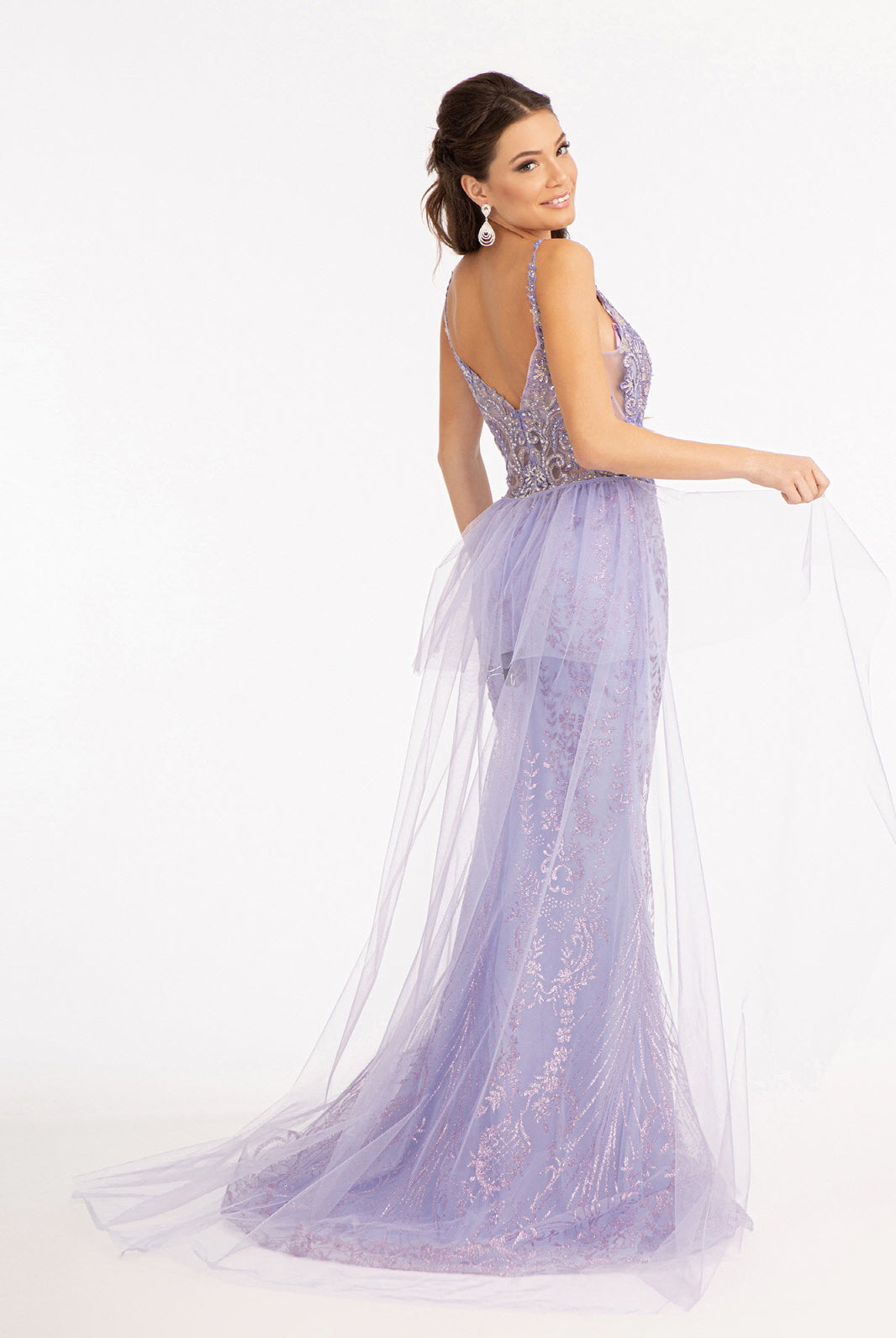 Mesh Mermaid Dress Detached Mesh Layer on Waist-smcdress