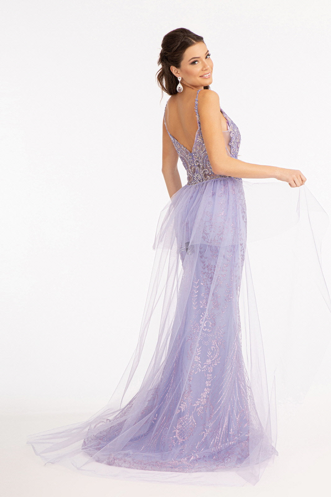Mesh Mermaid Dress Detached Mesh Layer on Waist-smcdress