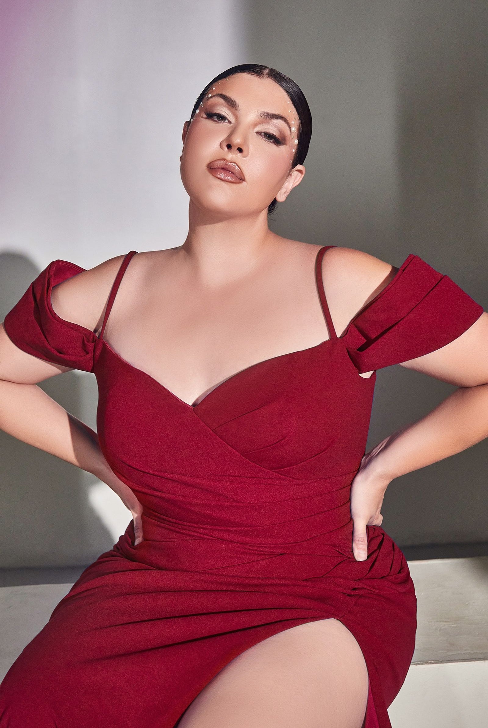 Gathered Crepe Dress-smcdress
