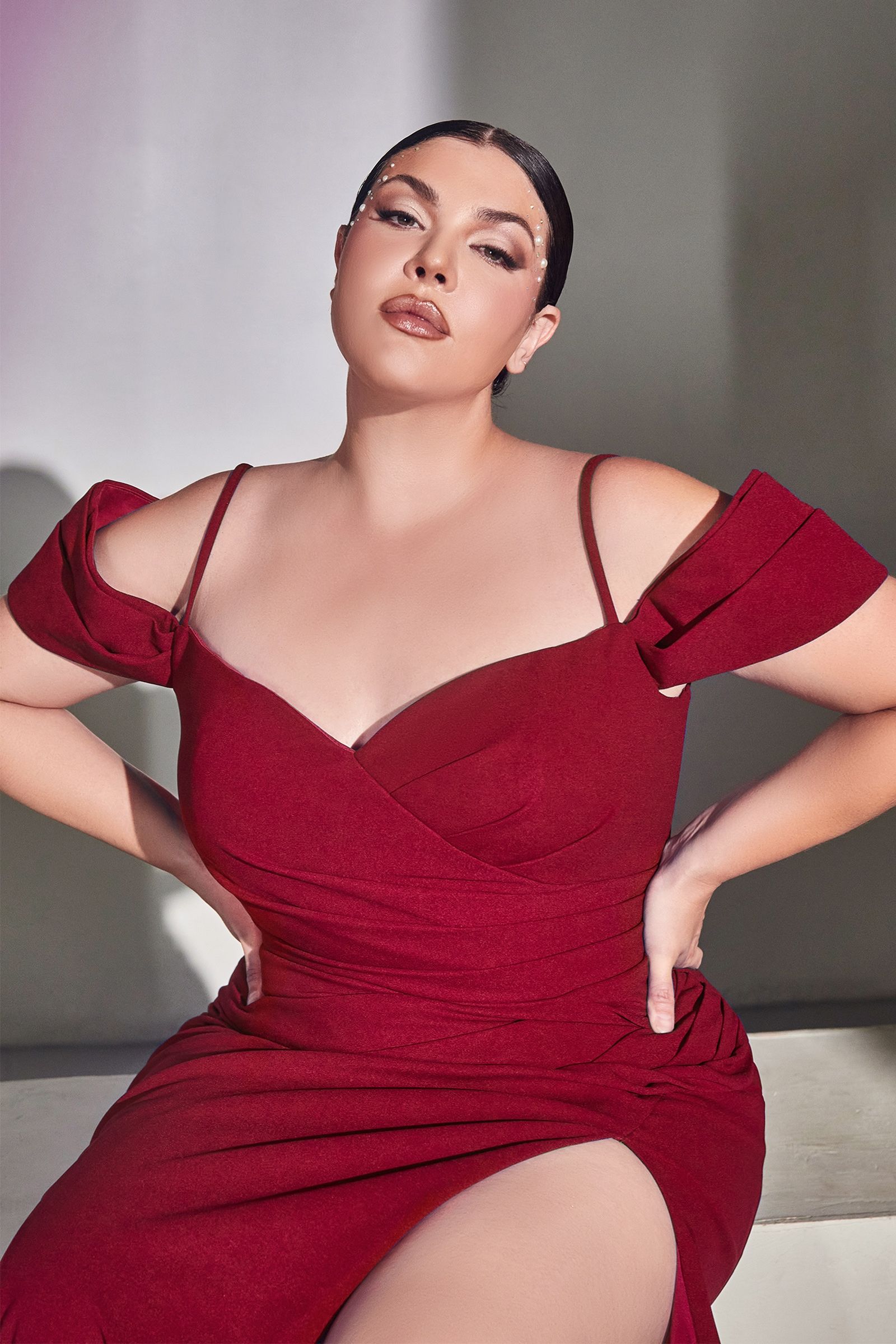 Gathered Crepe Dress-smcdress