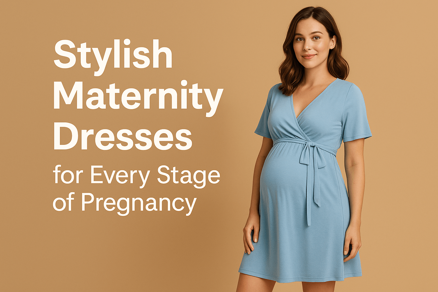 Top Maternity Dresses for Every Pregnant woman wearing a stylish maternity dress in a sunny outdoor setting, showcasing bump-friendly fashion. Stage of Pregnancy