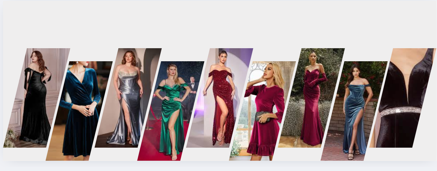 Velvet dress styles for women 2025 – chic burgundy midi and glamorous black maxi gowns