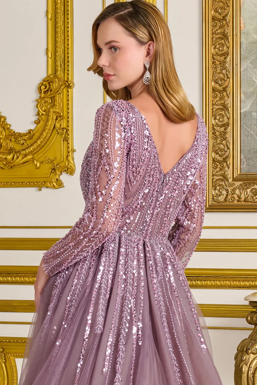 Luxury gold sequin mermaid gown with cathedral train for black tie gala - SMCDress Wave Collection