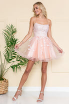 Straight Across Short Dress with Tulle Skirt-smcdress