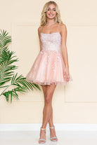 Straight Across Short Dress with Tulle Skirt-smcdress