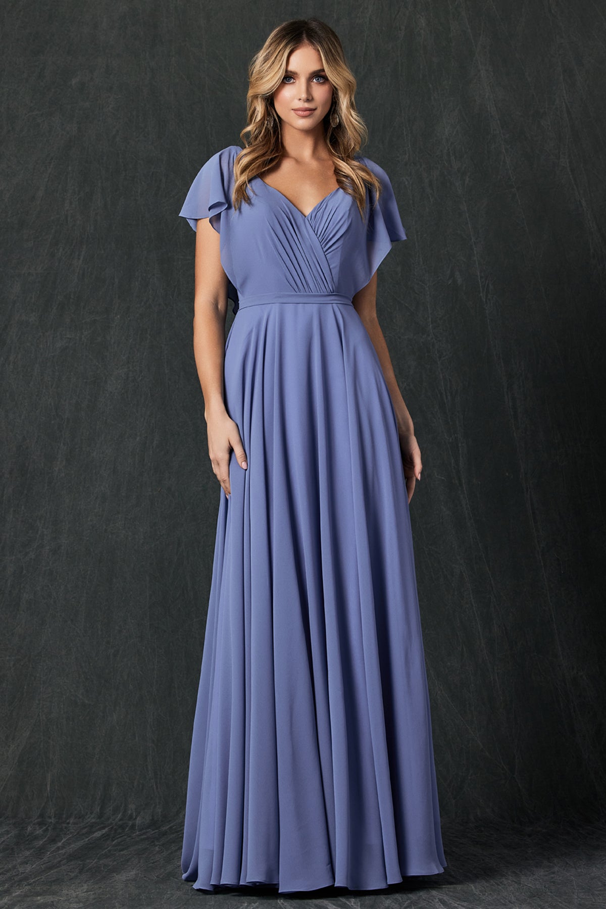 Flutter Sleeve Bridesmaid Dress w/Cascade 2024