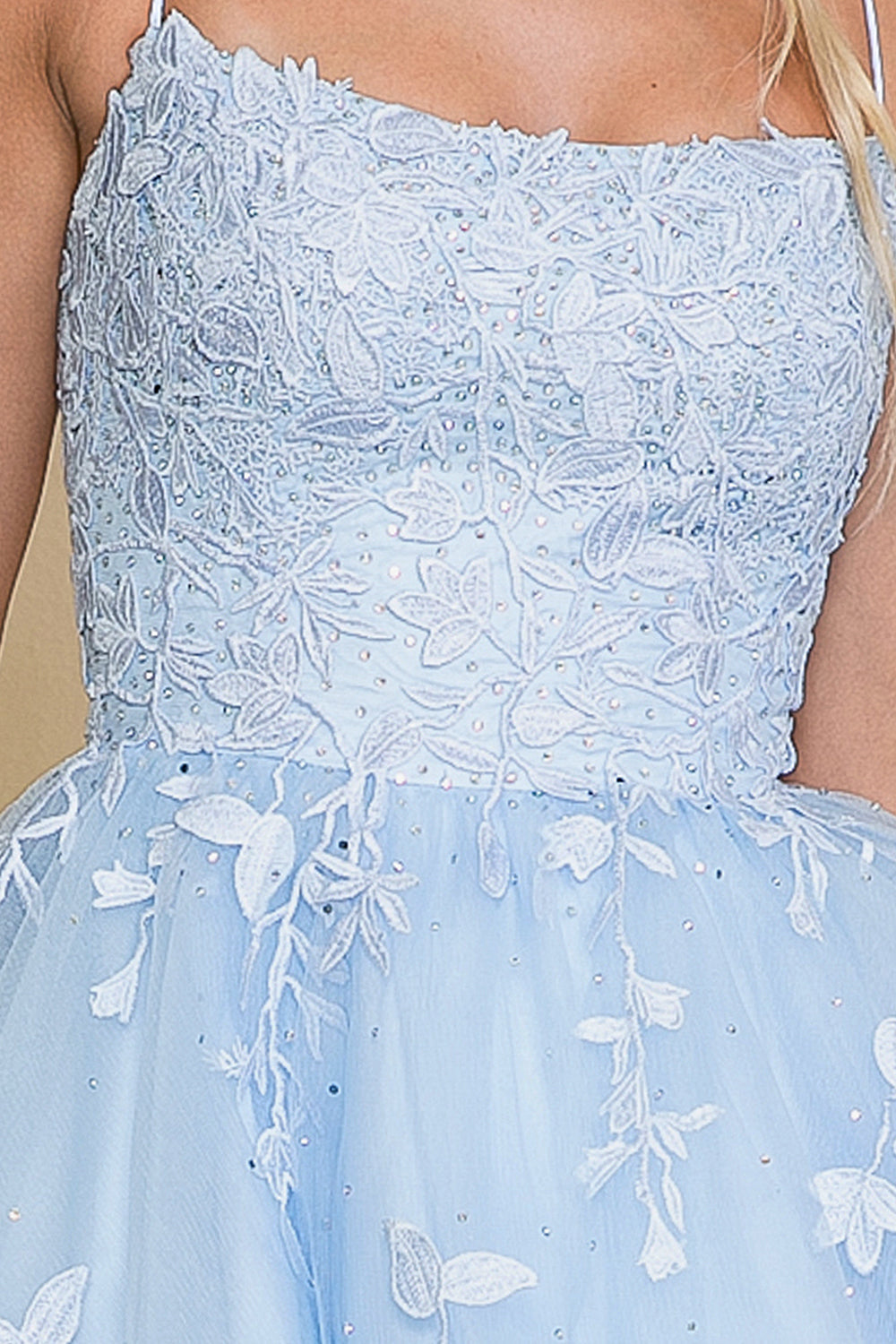 Straight Across Short Dress with Tulle Skirt Sale | SMCDress