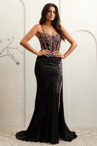 Black Berry Long Prom Dress – Beaded A-Line Evening Gown