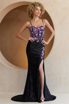 Black Berry Long Prom Dress – Beaded A-Line Evening Gown
