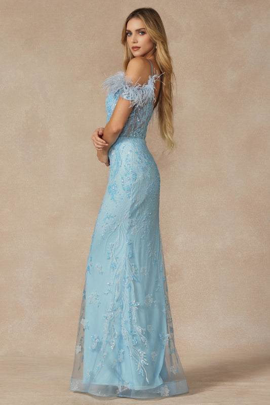 Dreamy Light Blue Off-Shoulder Dress