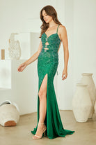 Emerald Long Prom Dress – Beaded A-Line Evening Gown