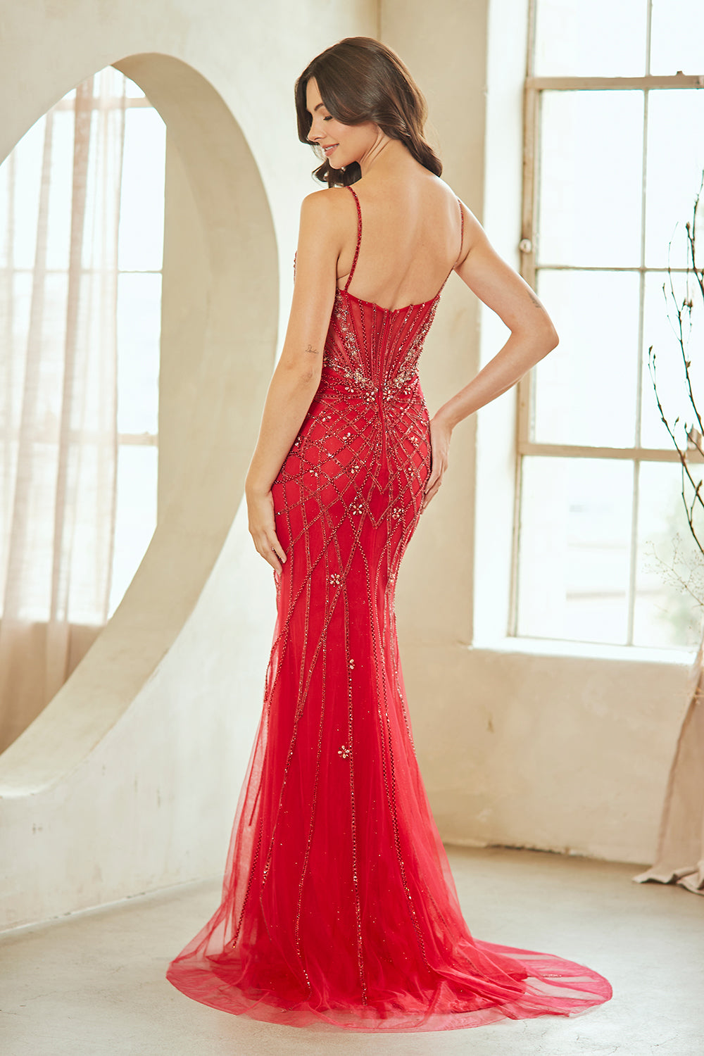 Champagne Long Prom Dress – Beaded A-Line Evening Gown