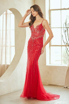 Champagne Long Prom Dress – Beaded A-Line Evening Gown