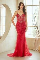 Champagne Long Prom Dress – Beaded A-Line Evening Gown