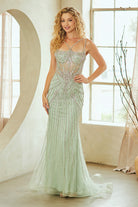 Champagne Long Prom Dress – Beaded A-Line Evening Gown