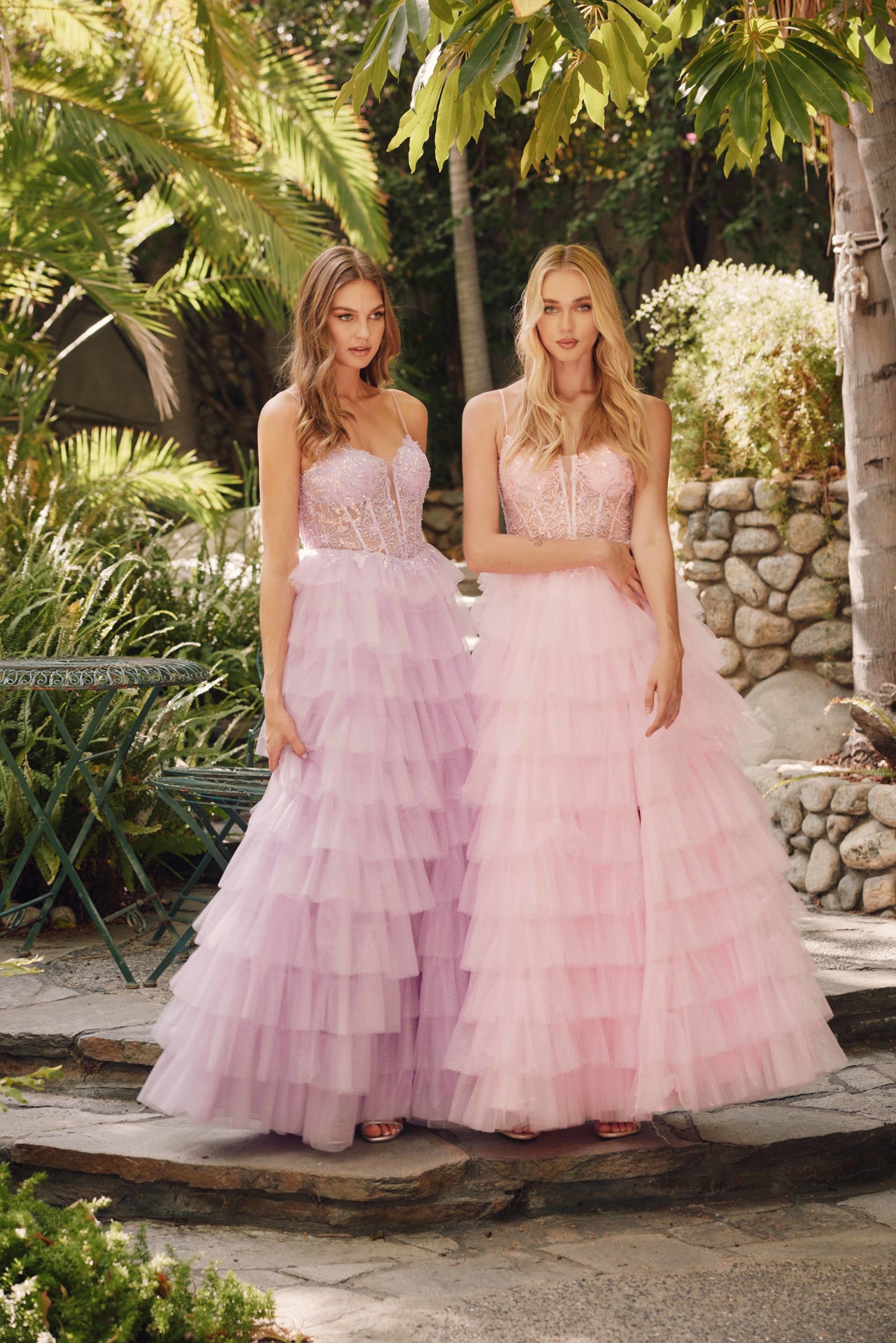 pink tulle dress women Ruffle Tulle Deep V-Neck Gown π | Glamorous Evening Wear | Shop Here