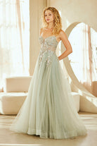 Champagne Long Formal Gown – Embellished Gala Dress
