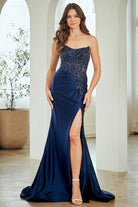 Gold Long Prom Dress – Beaded A-Line Evening Gown