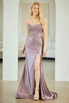 Gold Long Prom Dress – Beaded A-Line Evening Gown
