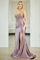Gold Long Prom Dress – Beaded A-Line Evening Gown
