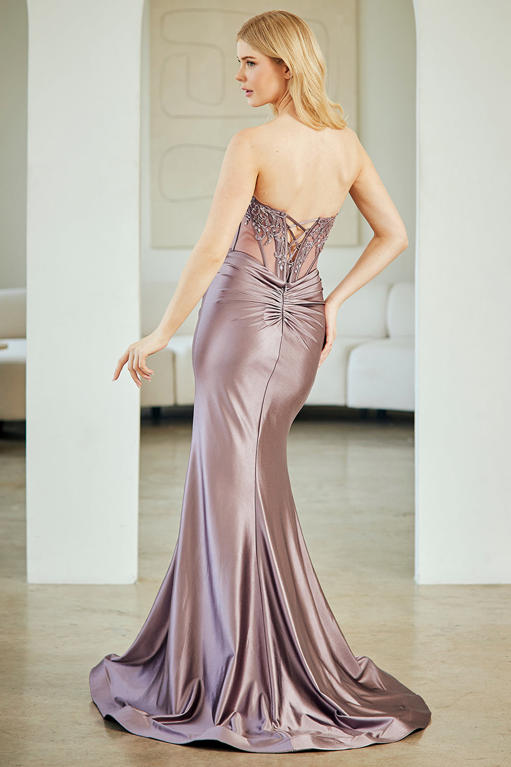 Gold Long Prom Dress – Beaded A-Line Evening Gown