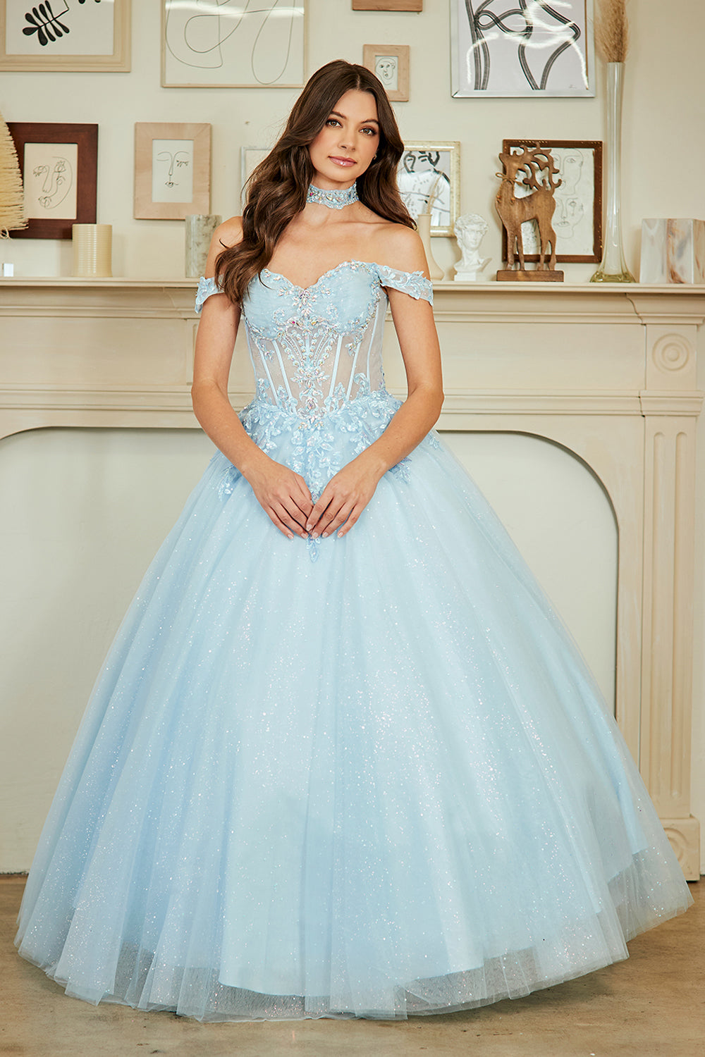 Light Blue Long Formal Gown – Embellished Gala Dress