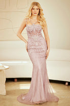 Champagne Long Prom Dress – Beaded A-Line Evening Gown