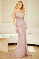 Champagne Long Prom Dress – Beaded A-Line Evening Gown