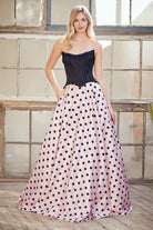 Pink Black Long Formal Gown – Embellished Gala Dress