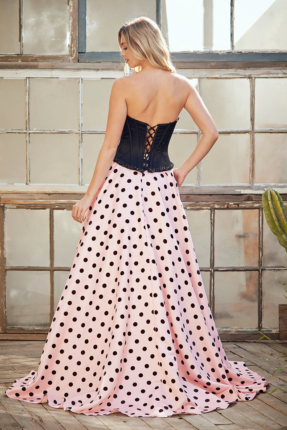 Pink Black Long Formal Gown – Embellished Gala Dress