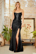 Black Long Prom Dress – Beaded A-Line Evening Gown