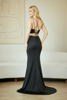 Black Long Prom Dress – Beaded A-Line Evening Gown