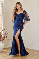 Navy Long Bridesmaid Dress – Chiffon A-Line Gown