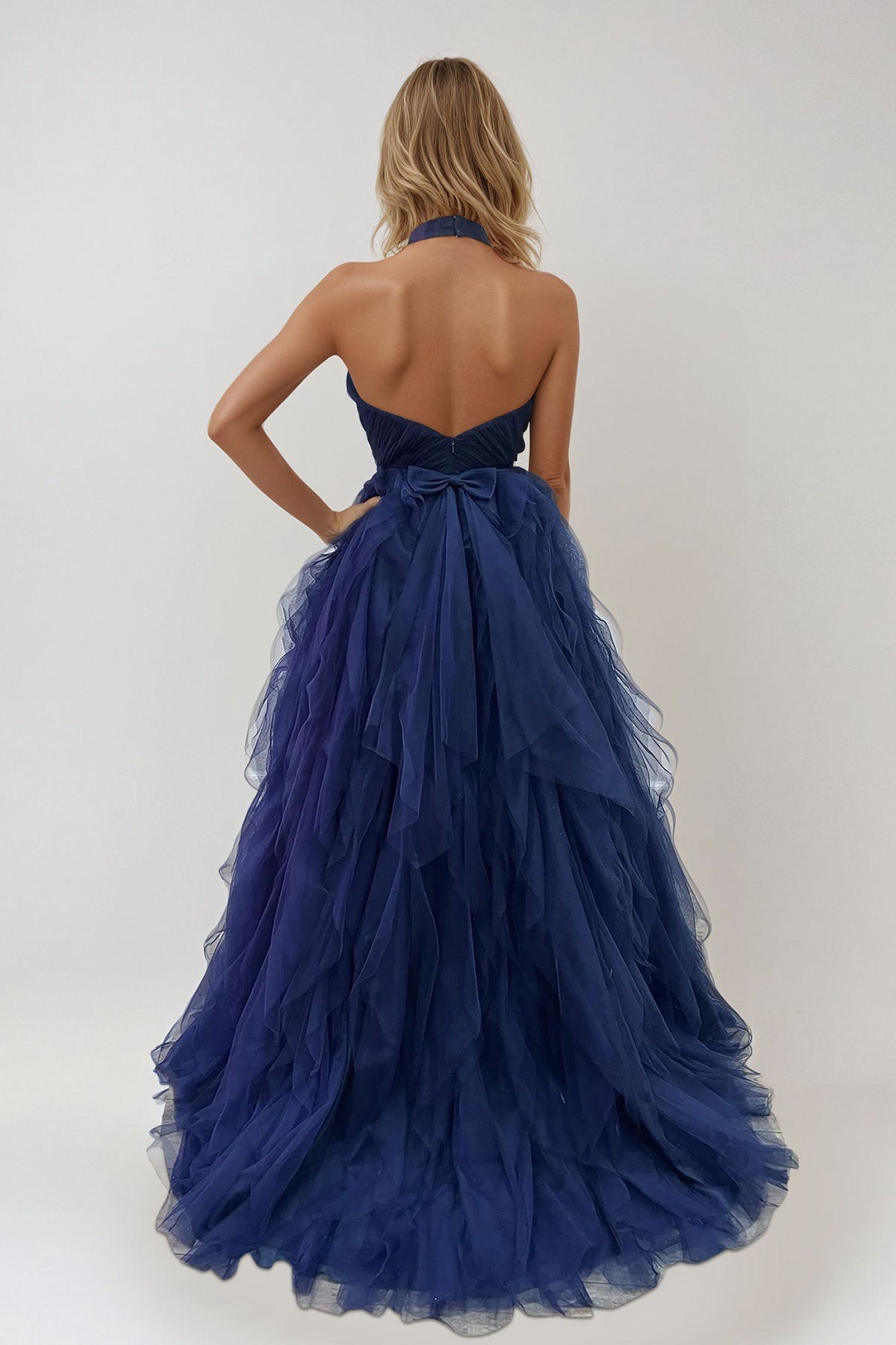 Alluring Halter Formal Gown JTRuffled long gown with halter neckline JT2560S - Juliet Evening Dress JTRuffled long gown with halter neckline JT2560S