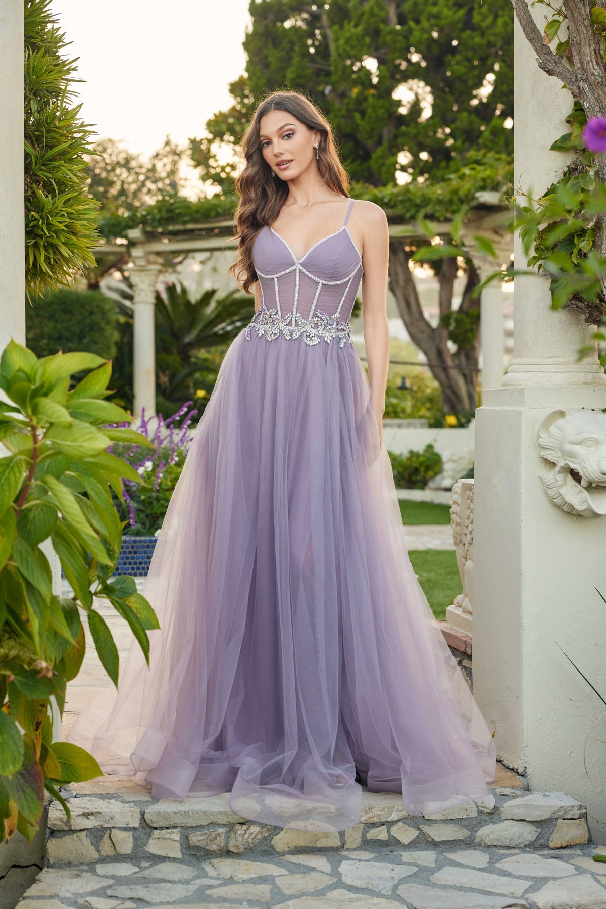 Elegant Lace Tulle Gown JTJT2638G - Juliet Prom Dress