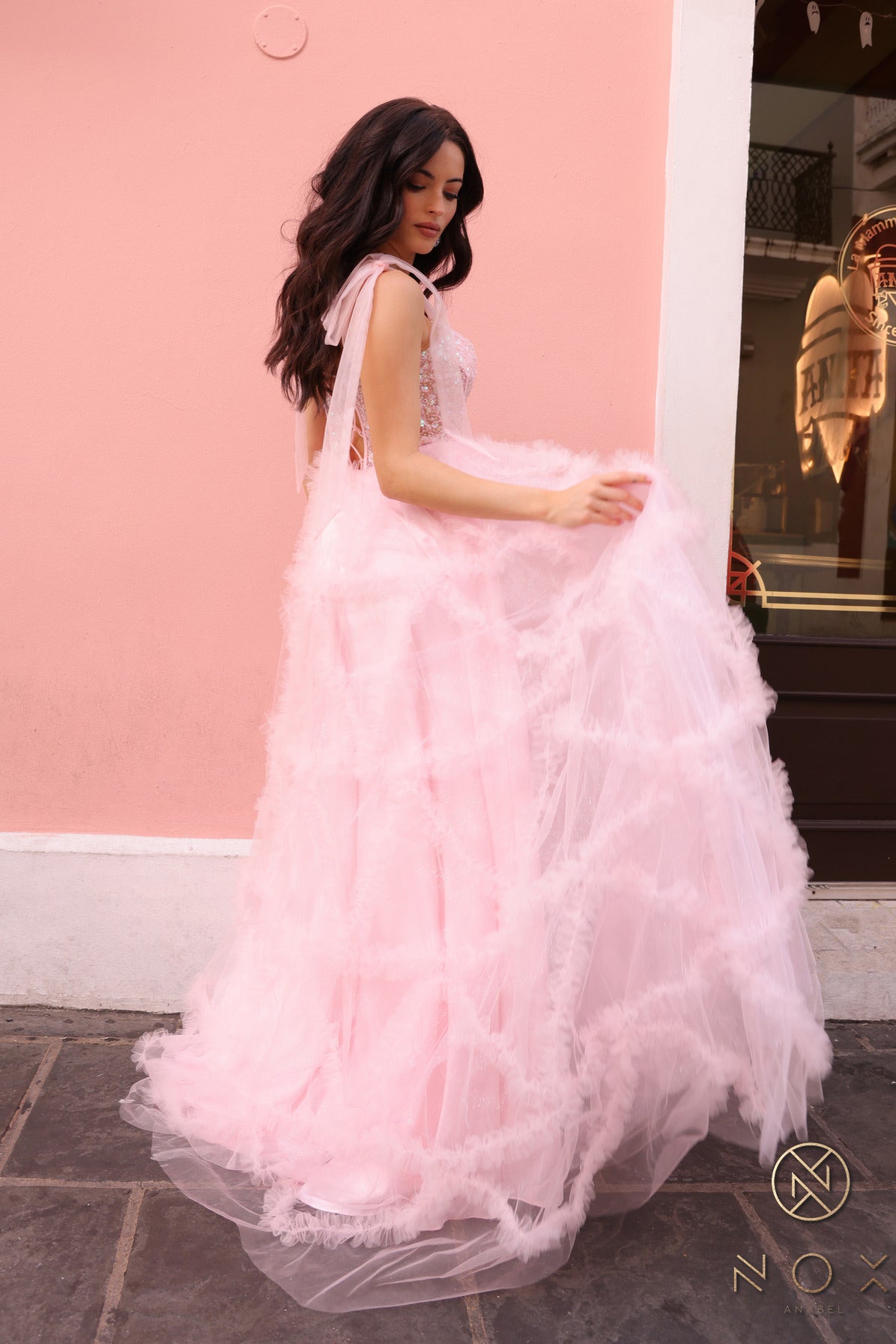 A-Line Adjustable Straps Ruffle Skirt Dress