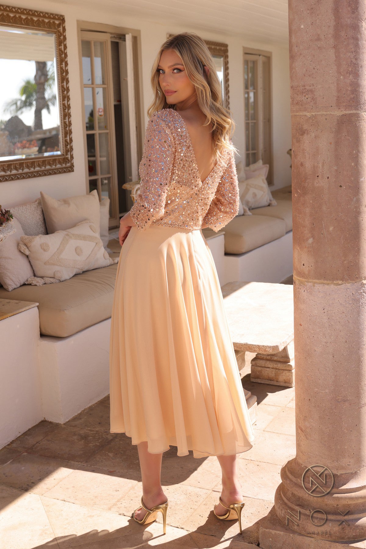 Tan Brown V-Neck Jumpsuit with Belt