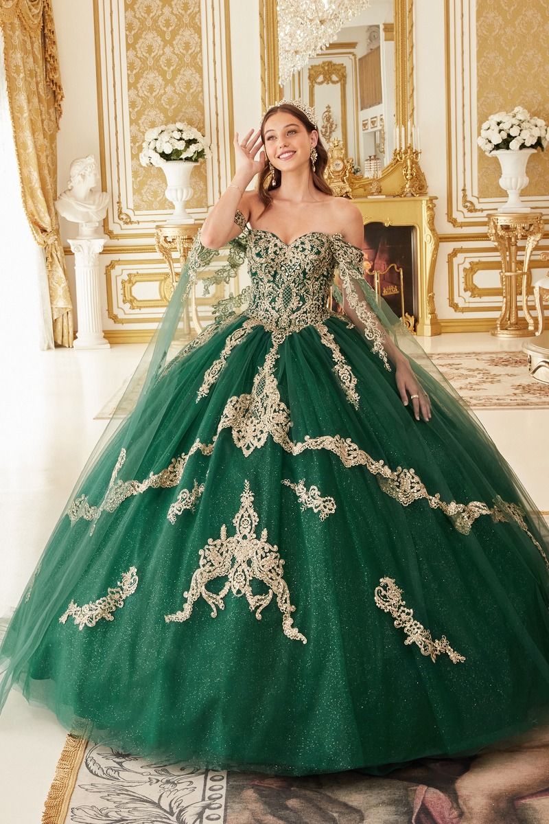 LAYERED GOLD LACE BALL GOWN CD15711 | SMCDress LAYERED GOLD LACE BALL GOWN CD15711 | SMCDress