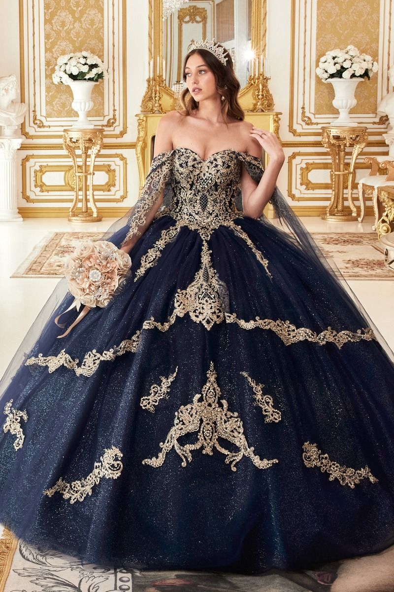LAYERED GOLD LACE BALL GOWN CD15711 | SMCDress LAYERED GOLD LACE BALL GOWN CD15711 | SMCDress