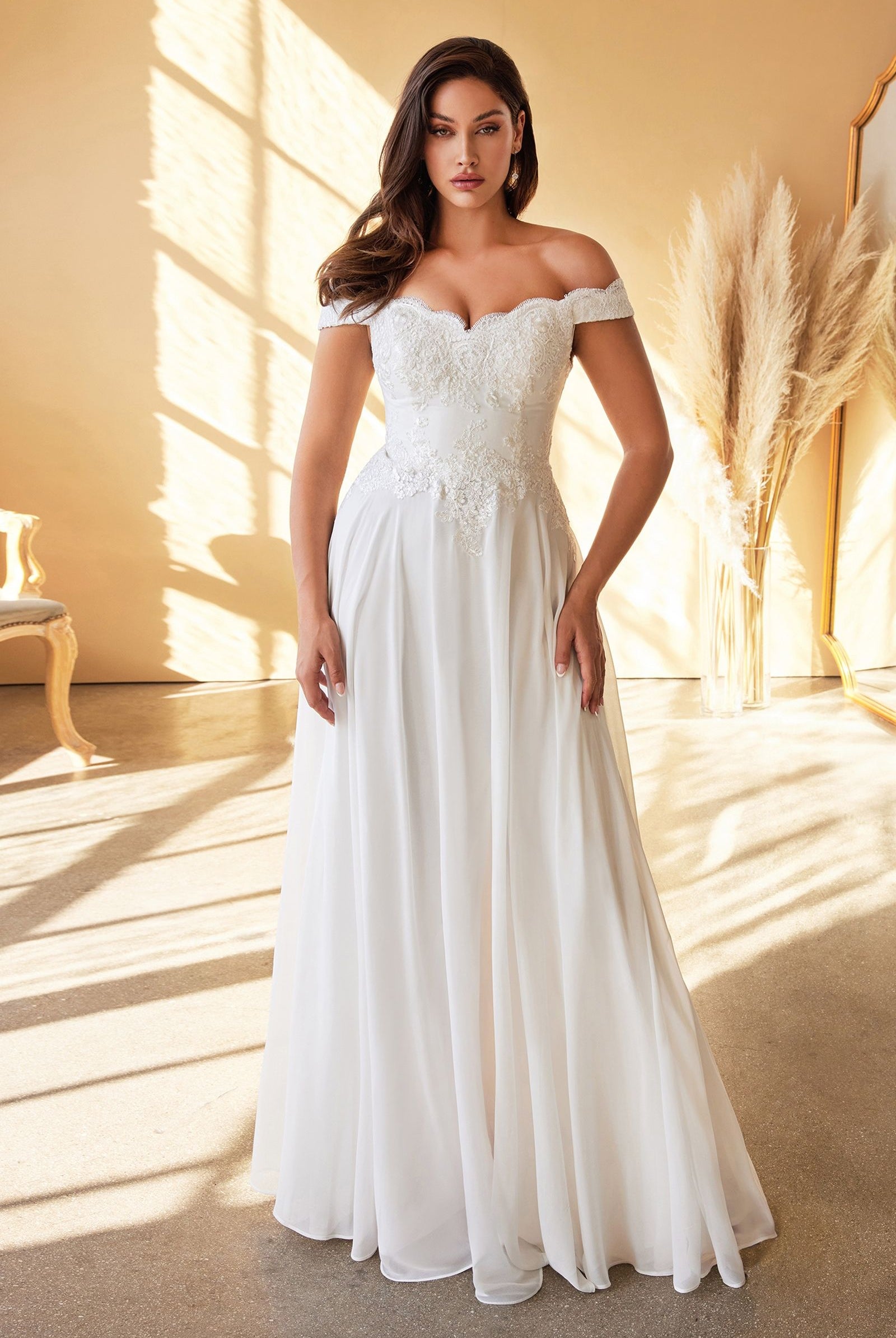 Lace Off-Shoulder Bridal Gown-smcdress