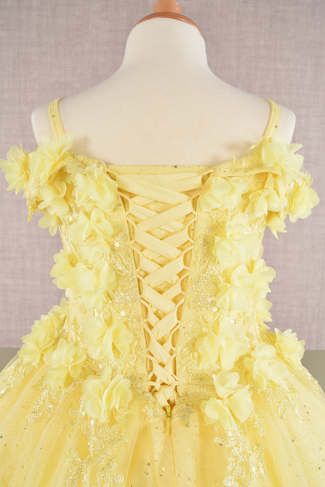 flower applique glitter embroidery mesh kids dress gk110 Flower Applique Embroidery Mesh Kids' Dress